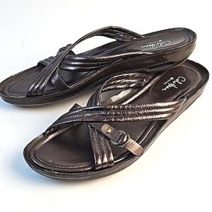 Cole Haan Brown Sandals with Crisscross Straps and Contoured Footbed